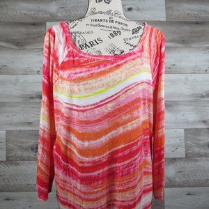 Jones NY Sport* Women's 3/4 Sleeve Crew Neck Pullover‎ Tie Dye Blouse~ Size 2X
